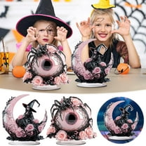 Halloween Witch Centerpiece Gothic Acrylic Witch Decor - Halloween Tabletop Decoration, 2D Flat Eyeball Ornament, Scary Halloween Decoration for Living Room, Party Table, Fireplace Mantel, Office