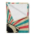thumbnail image 2 of Cars Soft Flannel Fleece Throw Blanket, Classical American Car on Retro Striped Backdrop with Grunge Display, Cozy Plush for Indoor and Outdoor Use, 70" x 90", Sky Blue Hot Pink Black, by Ambesonne, 2 of 5