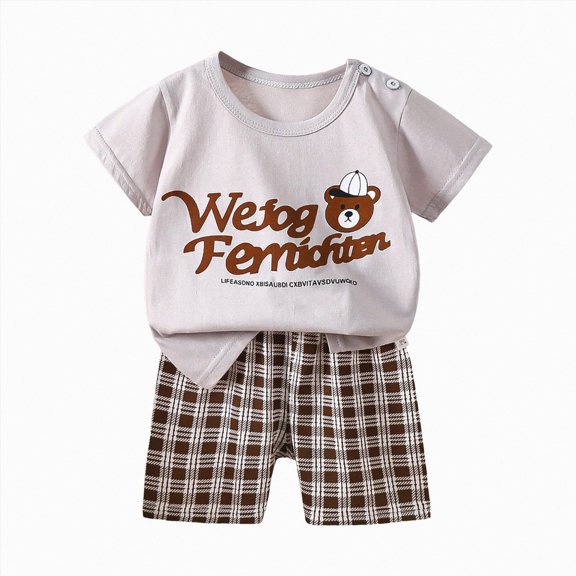 kmaduk Infant Toddler Baby Boys Clothes 2T 3T 4T 5T Boys Summer Outfits Animal Print Short Sleeve T-Shirt and Elastic Shorts for 2 Piece Vacation Clothes Set Kids' Pajamas size 6-12 Months
