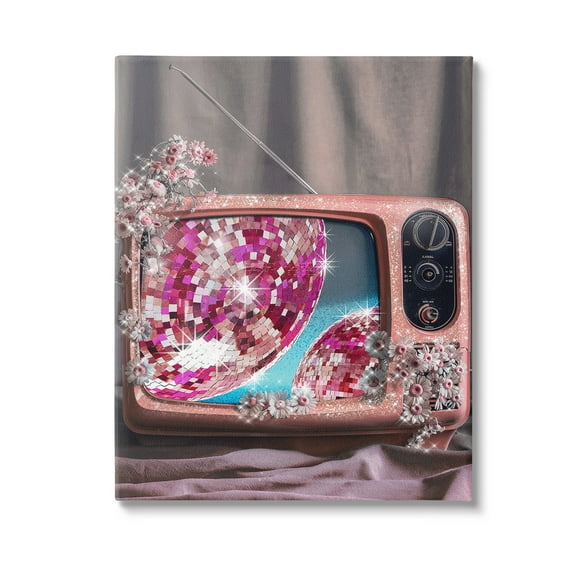 Stupell Industries Disco Vintage Television Novelty Painting Gallery Wrapped Canvas Art Print Wall Art, 16 x 20