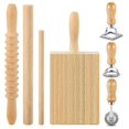 thumbnail image 1 of 7 Pcs Pasta Making Tool, Wood Gnocchi Board with Ravioli Stamp and Rolling Pin Set, Pasta Maker for, 1 of 5
