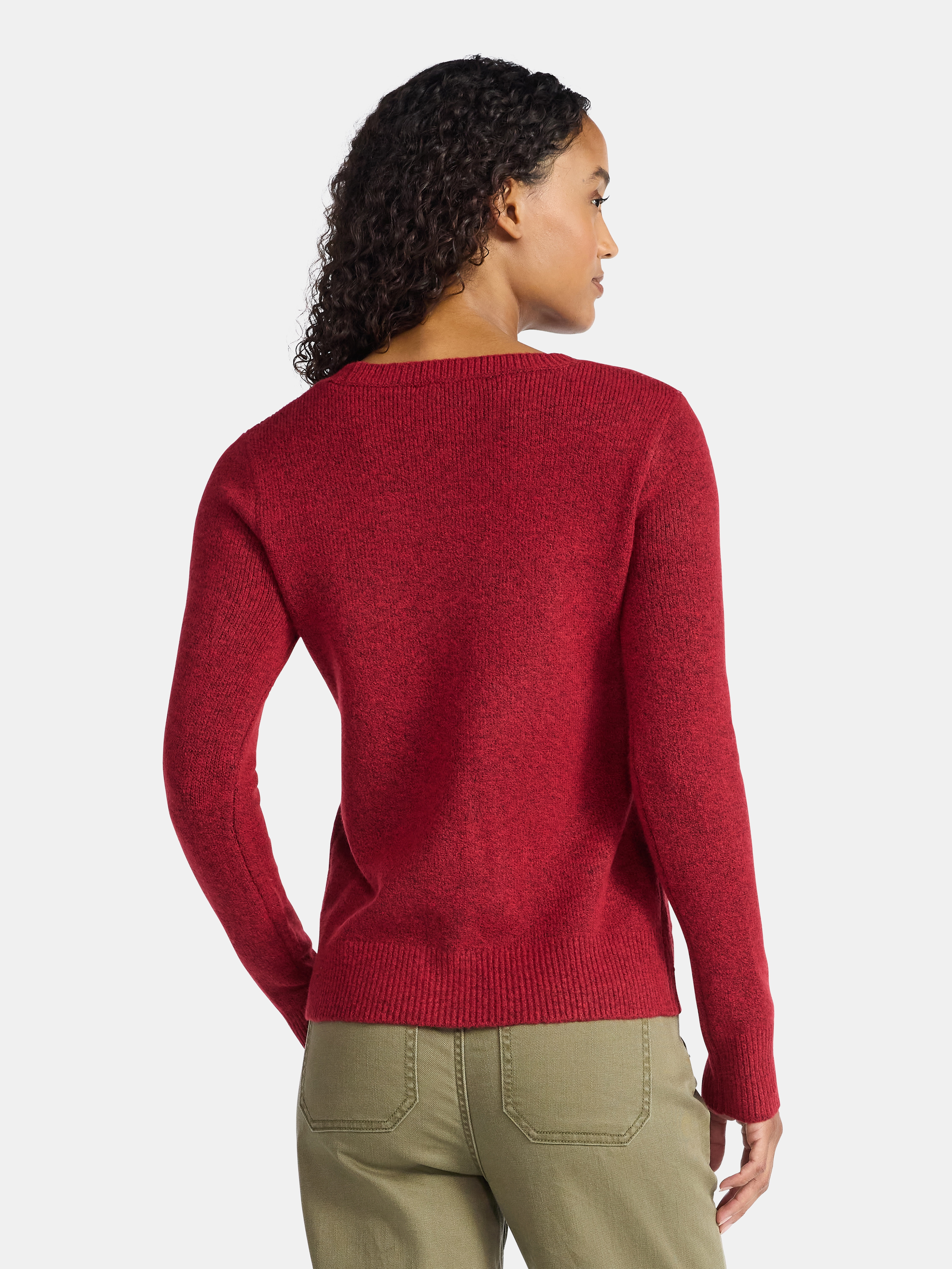 Time and Tru Women's and Women's Plus Holiday Talking Sweater with Long Sleeves, Midweight, Sizes XS-4X