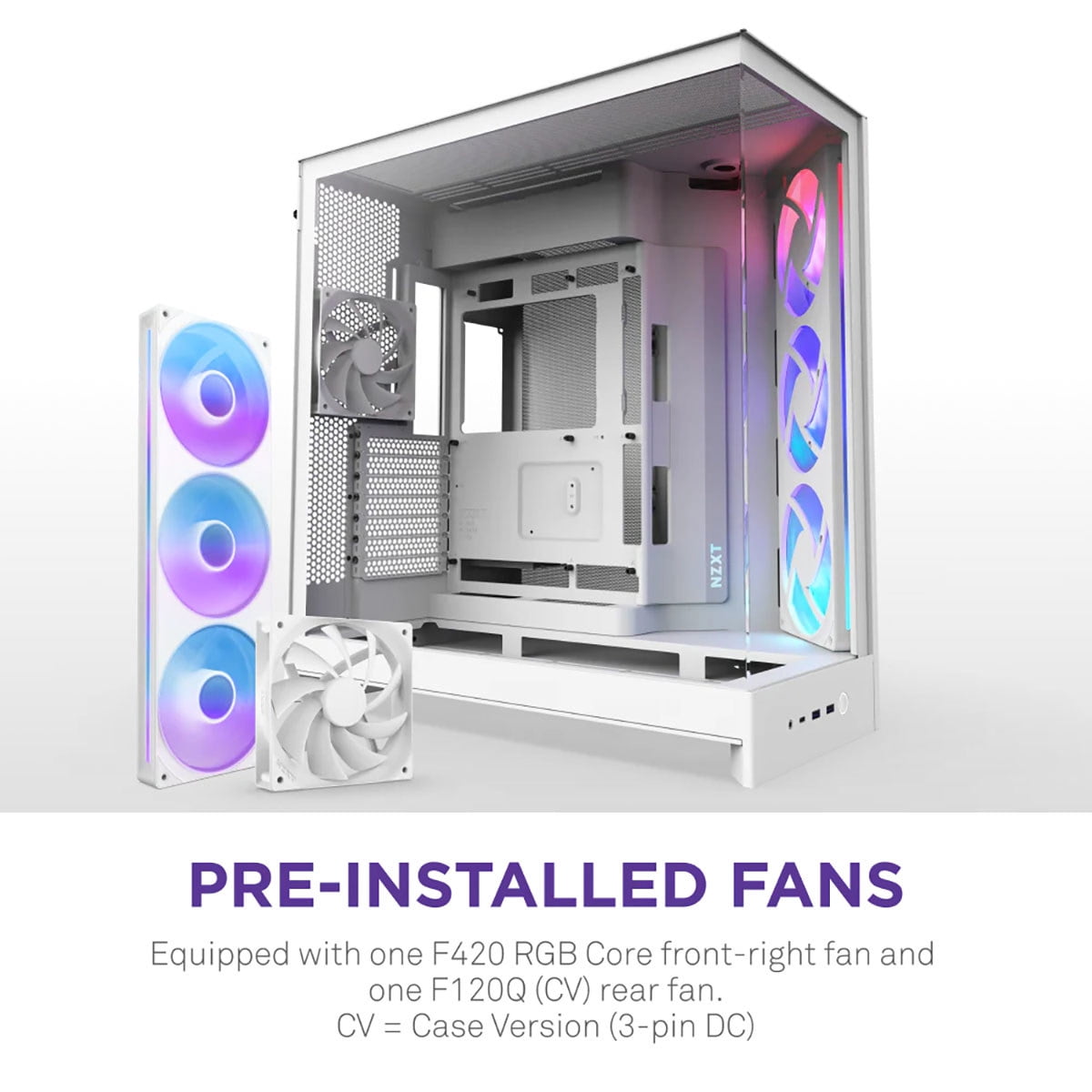 NZXT CMH92FWR1 H9 Flow RGB ATX Mid-Tower PC Case Dual Chamber White