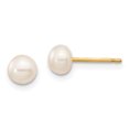 thumbnail image 2 of Primal Gold 14 Karat Yellow Gold 5-6mm Button Freshwater Cultured Pearl Boxed 3 pair Post Earrings Set, 2 of 10