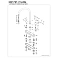 thumbnail image 4 of Kingston KB3748AL Restoration Two-Handle 3-Hole 8" Centerset Kitchen Faucet in Brushed Nickel, 4 of 5