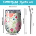 thumbnail image 5 of 12oz Stemless Wine Tumblers Pioneer Flower Vacuum Insulated Stainless Steel Travel Tumbler Cups Mug with Lid and Straw for Champaign,Cocktail,Beer with Cleaning Brush, 5 of 5