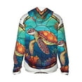 thumbnail image 3 of Balery Sea Turtle in Coral Men's Women's UPF 50+ Sun Protection Lightweight Hoodie Performance Long Sleeve Shirt for Fishing Running-Large, 3 of 9