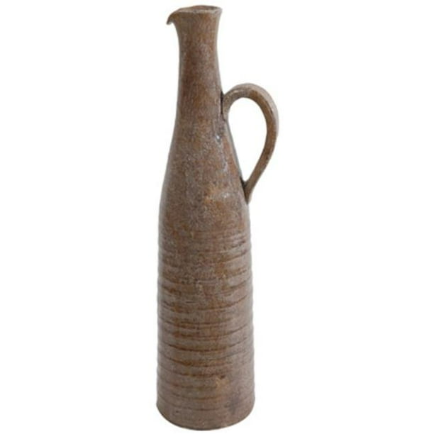 Benzara BM165751 21,5 x 5,5 x 6 Po Vase en Céramique avec Poignée - Marron