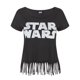 thumbnail image 1 of Star Wars - Camiseta con logo y flecos para mujer (Negro), 1 of 2