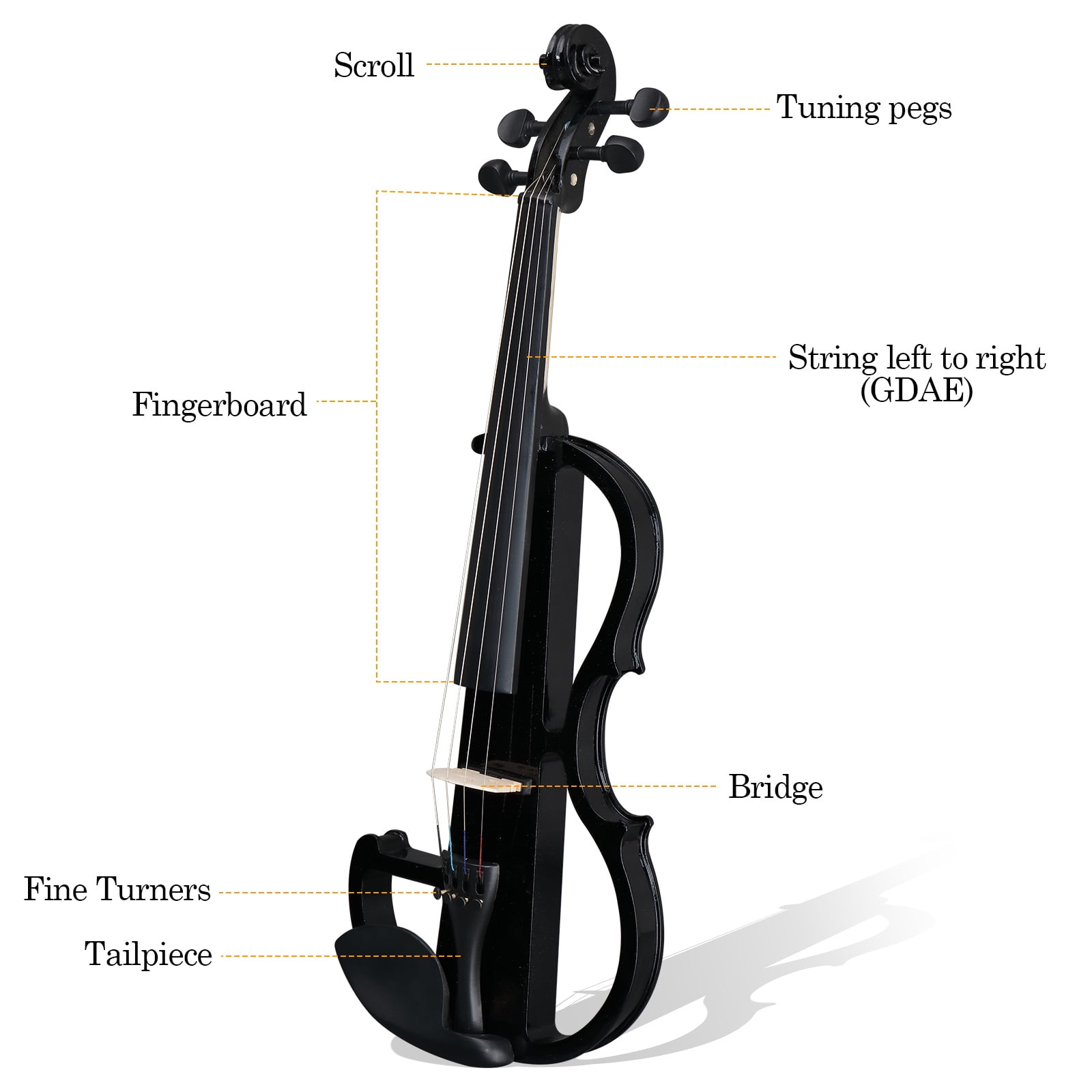 Ktaxon Full Size Electric Violin, 4/4 Acoustic Silent Electric Violin for Beginner Adults Teens with Case, Black