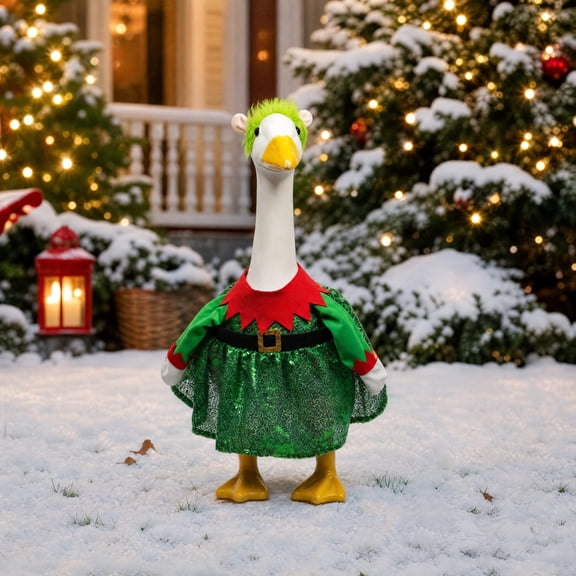 SUORE Christmas Porch Goose Outfits, Cute Winter Porch Goose Clothes, Seasons Costumes for 23" Plastic Goose Statue Patio Yard Garden Lawn Outdoor Decors, Christmas Outdoor Decor