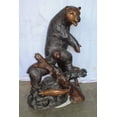 thumbnail image 2 of Nifao Giant Bronze Statue of a Standing Bear and Cub by the River – Garden Outdoor Decor Sculpture, 40"L x 38"W x 55"H, 2 of 12