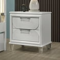 thumbnail image 4 of Glamorous Look Pearl White 3pc Bedroom Set Full Size Bed w Trundle LED Light Embossed Panels 2xNightstands Contemporary Style, 4 of 9