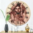 thumbnail image 2 of Designart 'Black and White Portrait of Young Indian Woman II' Modern Wood Wall Clock, 2 of 5