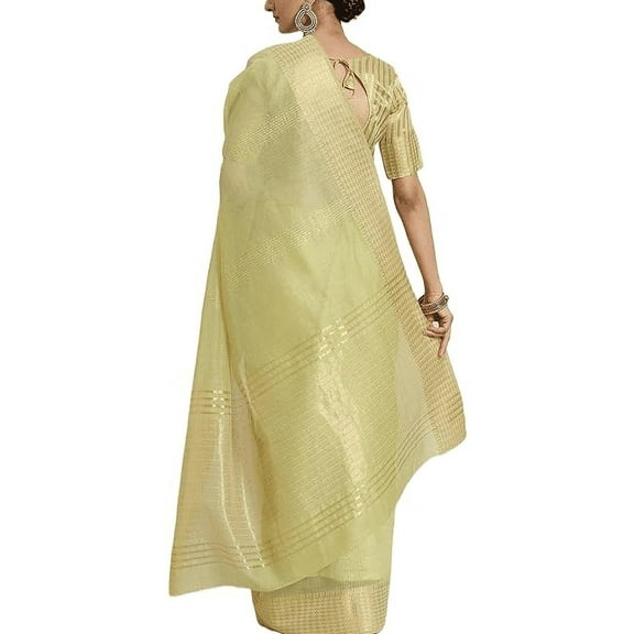 Accessorize Kingdom Cotton silk linen blend sequins work Saree with blouse