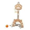 thumbnail image 1 of S SERENABLE Ensemble de Panier de Basketball 3 en 1 Support de Basketball Portable pour Fête Cour Carnaval Brun, 1 of 9