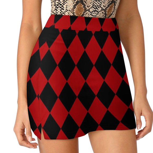 Red diamond Argyle pattern Light Proof Trouser Skirt cosplay Women's summer skirts