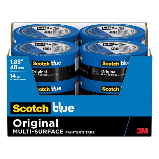 Cinta adhesiva de pintor, 3 m, original, color azul escocés, 1,88 cm x 55 m, 12 rollos