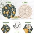 thumbnail image 4 of Yayeee 6 PCS Drink Coasters with Holder Set Woven Absorbent Round Tabletop Hot Pad, Blue Floral Lemons, 4 of 7