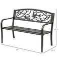 thumbnail image 3 of Outsunny 50" Outdoor Metal Garden Bench with Vintage Bird Pattern, Brown, 3 of 10