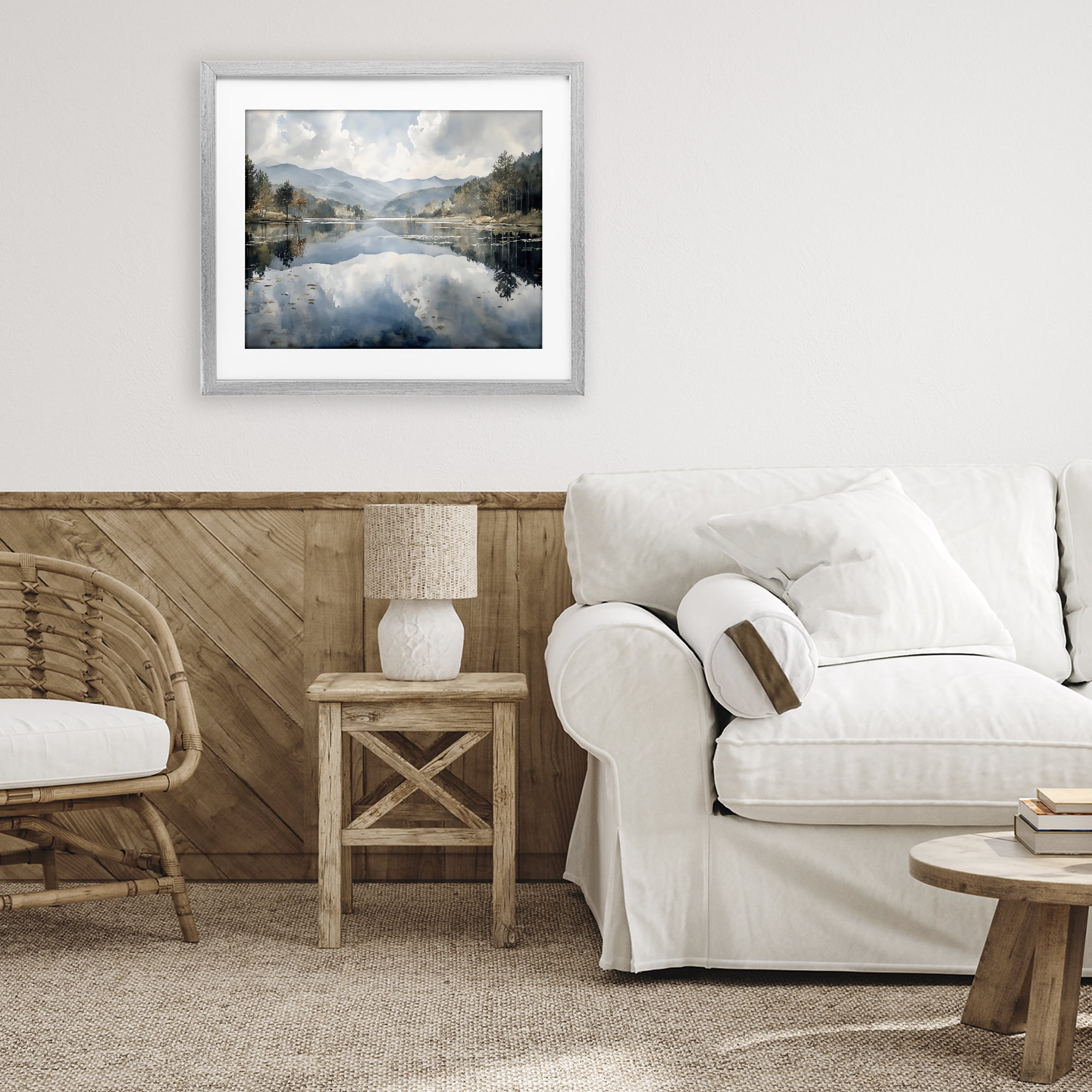 Stupell Industries Nature's Reflection on Mountain Lake Gray Framed Print Under Glass, design by Franklyn Gregory