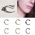 thumbnail image 2 of HOOUN Fake Piercing Fashion C Lip Ring Septum Labret Titanium Steel Simple Jewelry-Black-S, 2 of 9