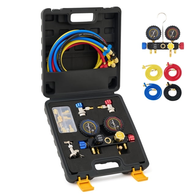 Set de manómetros de corriente alterna Orion Motor Tech de 4 vías para R410a R22 R134a