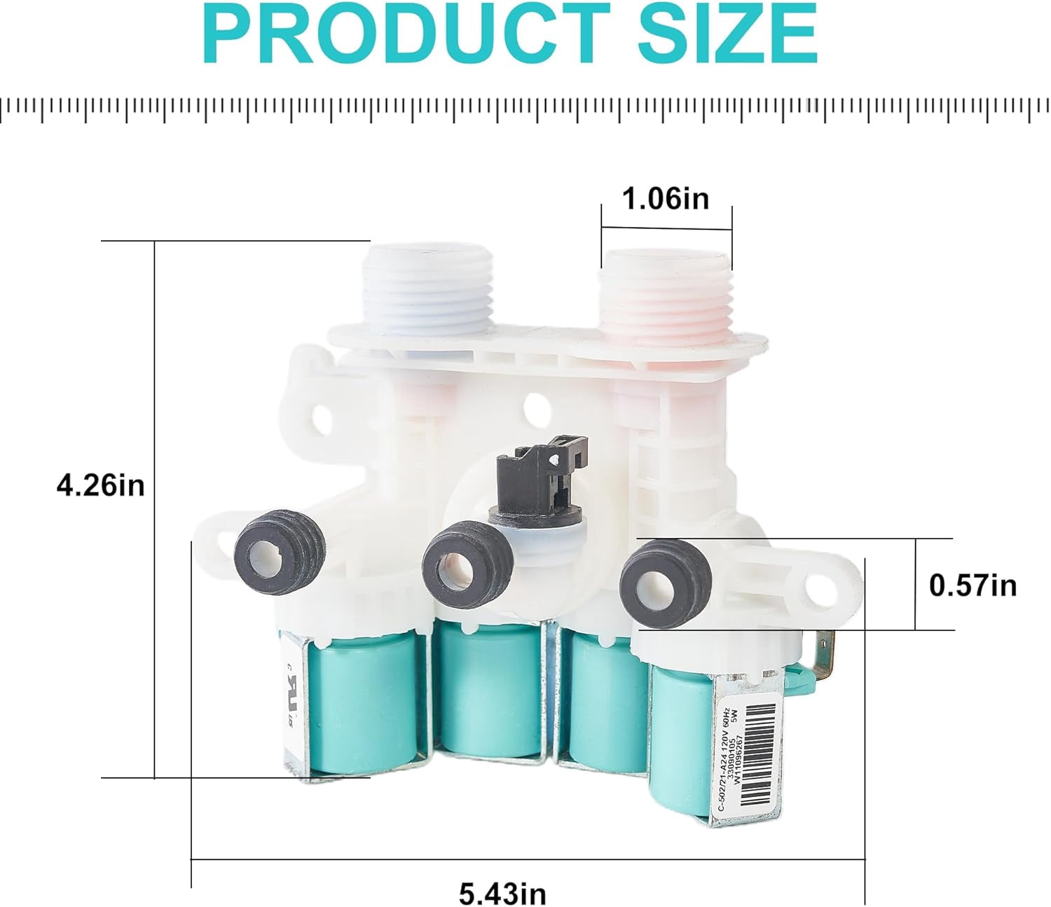 【𝟮𝟬𝟮𝟲 𝙐𝙥𝙜𝙧𝙖𝙙𝙚𝙙】 W11165546 W11096267 Washer Water Inlet Valve Replacement For whirl-pool Kenmore Maytag Washing Machine Parts Replaces 33090105,W1059942 W10599423