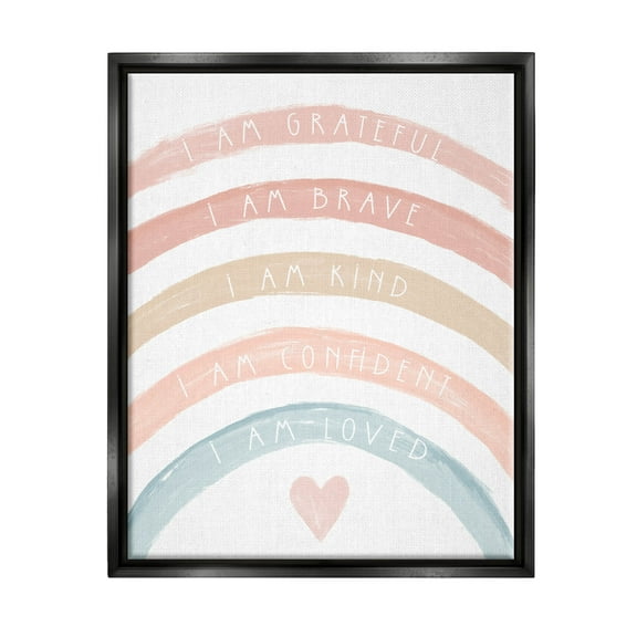 Stupell Industries Inspirational Confidence Rainbow Phrases Graphic Art Jet Black Floating Framed Canvas Print Wall Art, Design by Daphne Polselli