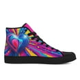 thumbnail image 5 of Coolcustomize Women's Neon Heart Burst High-top Sneakers, Lace-Up Round Toe Casual Shoes with Neon for Wear, Valentine's Outfits & Daily Fashion, Comfortable Fabric Upper & Sole Canvas Boots, 5 of 10