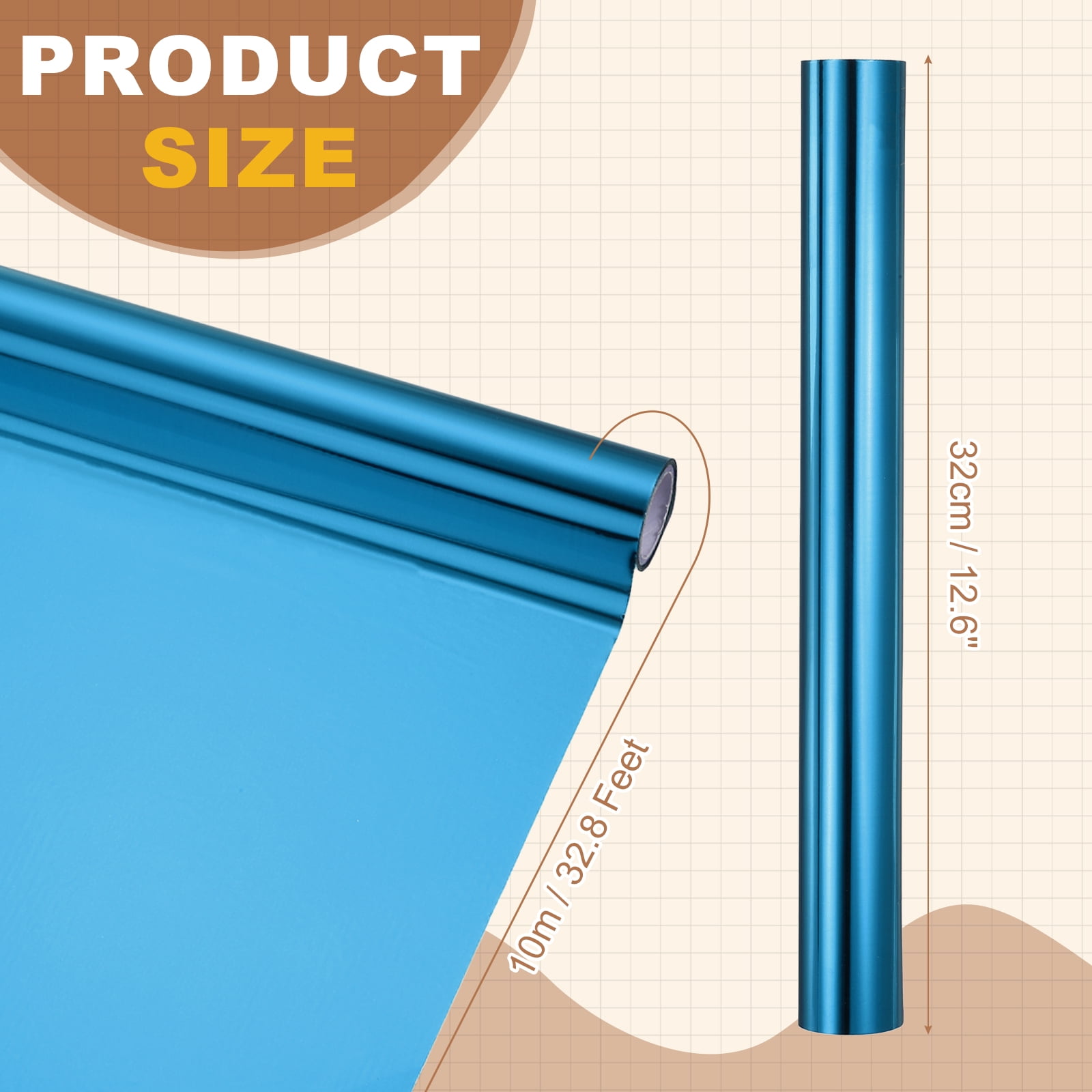 Uxcell Heat Foil Transfer Paper Roll, 12.6 in x 32.8 ft Heat Activated Foil Sheets Toner Reactive Laminator Laser Printer Hot Stamping Sheet for DIY Card Scrapbooking, Light Blue