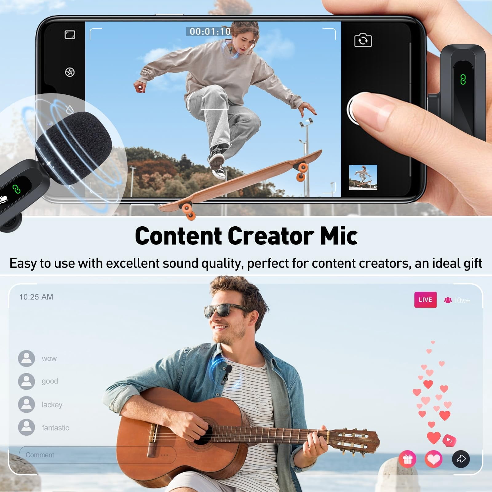 LYTiang Ultra Portable Clip On Lavalier Mic For Outdoor Live Streaming Wireless Connectivity Crisp Sound For Mobile Phones Enhance Your Bad Cat Instruments 8 Track Mixer Recorder Go Pro 6 Microphone