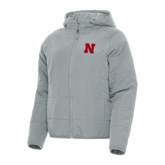 Women's Antigua Gray Nebraska Huskers Universe Full-Zip Puffer Jacket