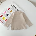 thumbnail image 2 of Hjtefg Kids' Semi-Turtleneck Tee - Korean Style Striped Long Sleeve Blouse, Cozy Winter Base Layer,Color: Khaki Size: 3-4 Years, 2 of 6