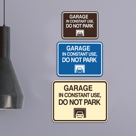 Classic Framed Garage In Constant Use, Do Not Park Sign (Black Gold) - Medium