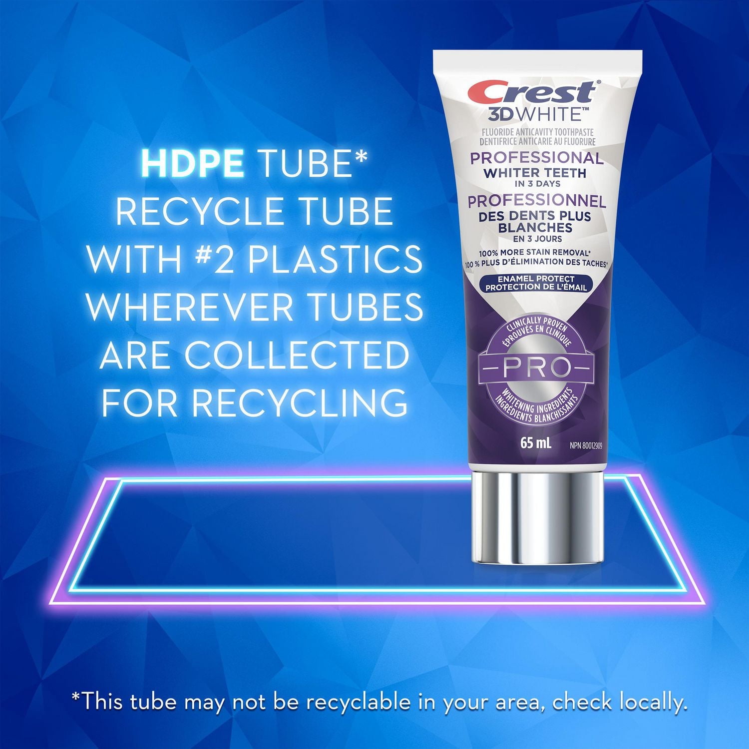 Dentifrice Crest 3D White Professionnel Protection de l’émail 65 mL