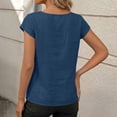 thumbnail image 4 of Ashirexll Chemises à Manches Courtes pour Femmes, Couleur Unie Manches Courtes Col Rond Bouton Manchette Ouvert Chandail T-Shirts, 4 of 7