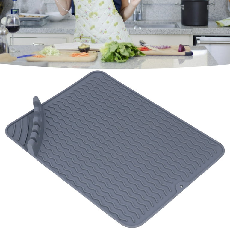 WISELIFE Dish Drying Mat Super Absorbent Drying Mat Large Dish Drying Mats  for Kitchen Counter Easy clean Dish Mat Kitchen Drying Mat 16 x 24 Grey