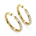 thumbnail image 4 of Captivating Half Eternity 1 Carat Round Shaped Diamond Pave Channel Chunky Hoop Earrings in 18K Yellow Gold Plating over Silver, 4 of 4