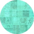 thumbnail image 1 of Ahgly Company Indoor Round Patchwork Turquoise Blue Transitional Area Rugs, 5' Round, 1 of 4
