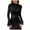 Black, variant on Lace Long Sleeve Tops for Women-Skin Friendly Crew Neck Wave Hem Floral Embroidered Crop Top (Pink, S)