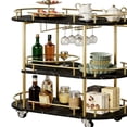 thumbnail image 2 of Garvee Bar Serving Cart with 3 Tier Storage Shelves, Wine Rack, Glass Holder, Golden and Black, 2 of 11