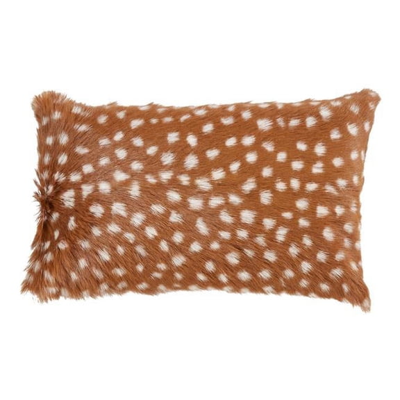 12x 20 in. Deer Spot Goat Fur Throw Pillow, Brown