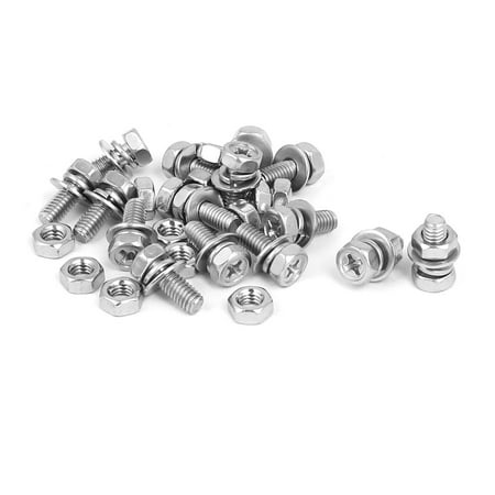 

M4 x 10mm 304 Stainless Steel Hex Head Bolts Nuts w Washers 15 Sets