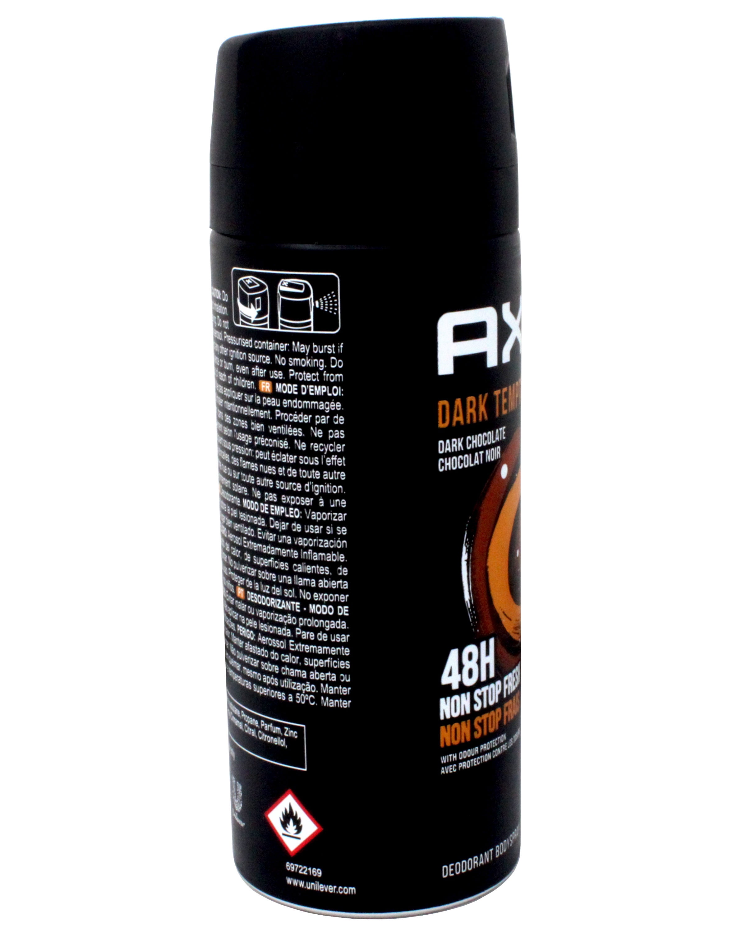 Axe Dark Temptation Deodorant Body Spray without Aluminum, 48h fresh, 5.07 OZ (150 ML) - 12 Pack