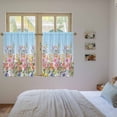 thumbnail image 3 of Pink Flowers Kitchen Curtain for Berdoom Living Room Cafe 54 Inch Length, Spring Floral Daisy Pastoral Botanical Sky Blue Tiers Curtains Light Filtering Drapes Window Treatment 2 Panels 52"Wx54"L, 3 of 8