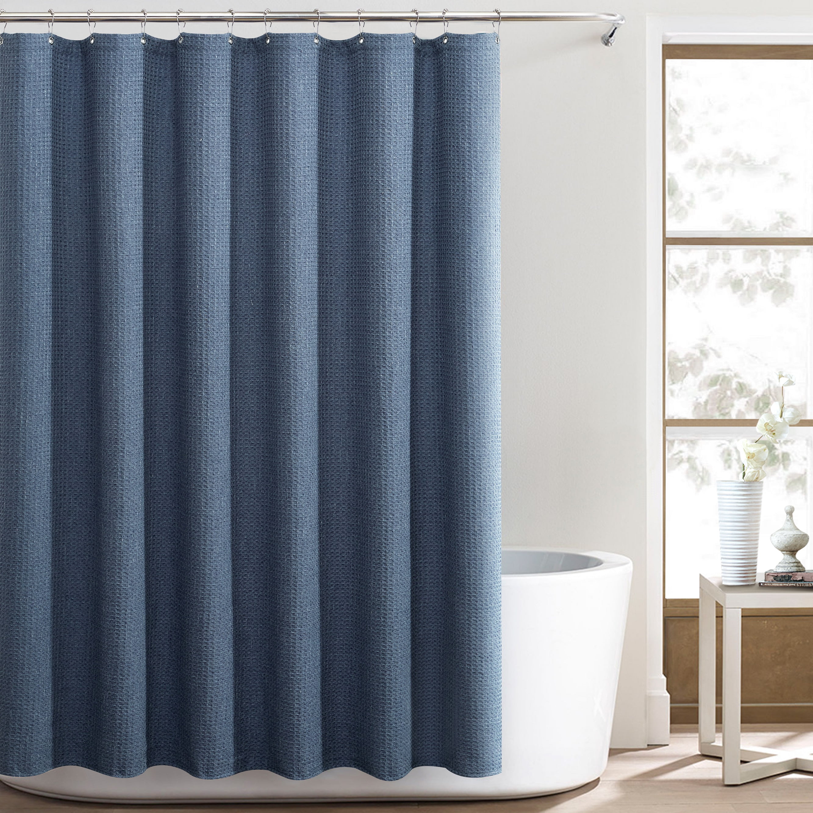Better Bathrooms Better Homes & Gardens Blue Waffle Weave Shower Curtain 72"x72" Brand-New 