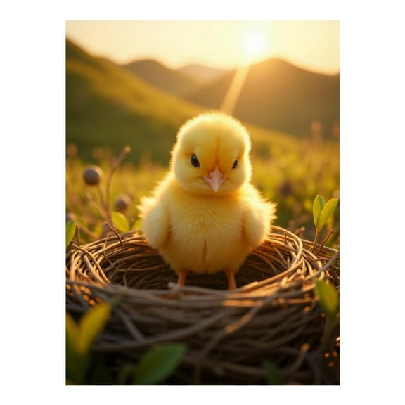 Diamond Art Kits for Adults, Chick Nest Sunrise Meadows 5D Diamond Painting Kits for Adults Beginners, DIY Full Drill Diamond Painting, Gem Art and Crafts 12x16