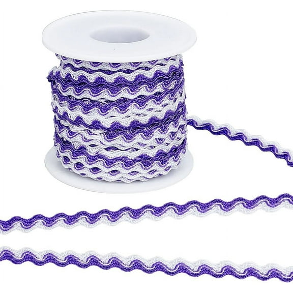 16.4Ydsx 8mm RIC Rac Bending Fringe Trim Wave Ribbons Purple Woven Fabric Ribbon for DIY Sewing Crafts Wedding Dress Clothing Embellishment Party Gift Wrapping Scrapbooking DIY