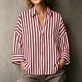 thumbnail image 2 of AnuYalue Striped Shirt for Womens 3/4 Sleeve Casual Boyfriend Blouse Tops Loose Fit Lapel Collar Dressy Work Shirts, 2 of 8
